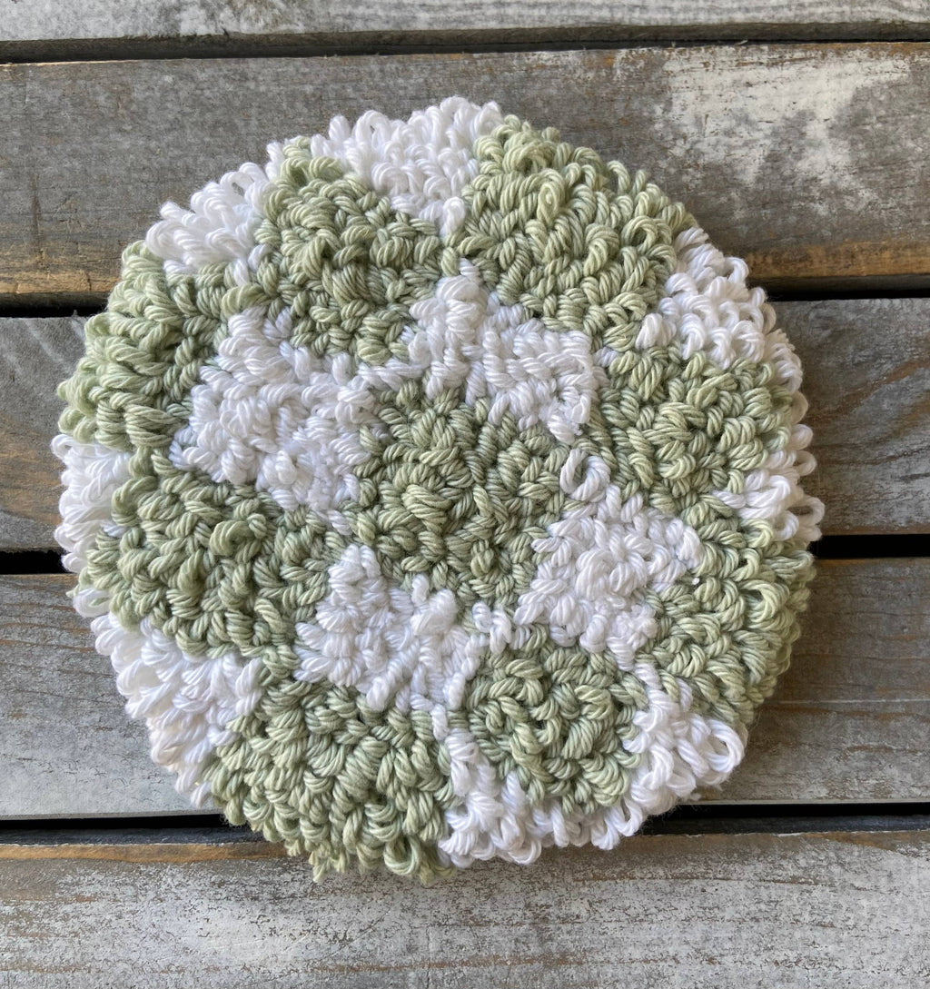 Coffee coaster, checkered mug rug, punch needle, candle mat