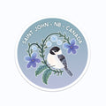 Saint John NB Chickadee Violet Vinyl Sticker