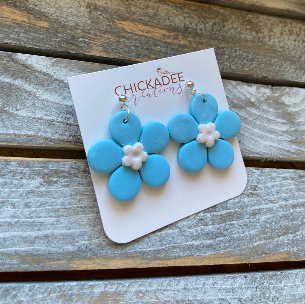 Flower power dangle polymer clay earrings