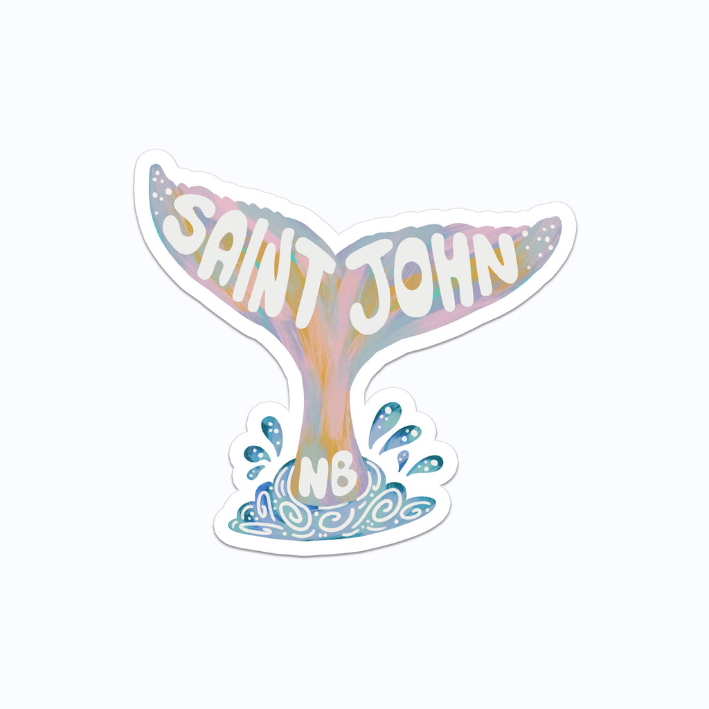 Saint John NB Pastel Whale Tail Vinyl Sticker