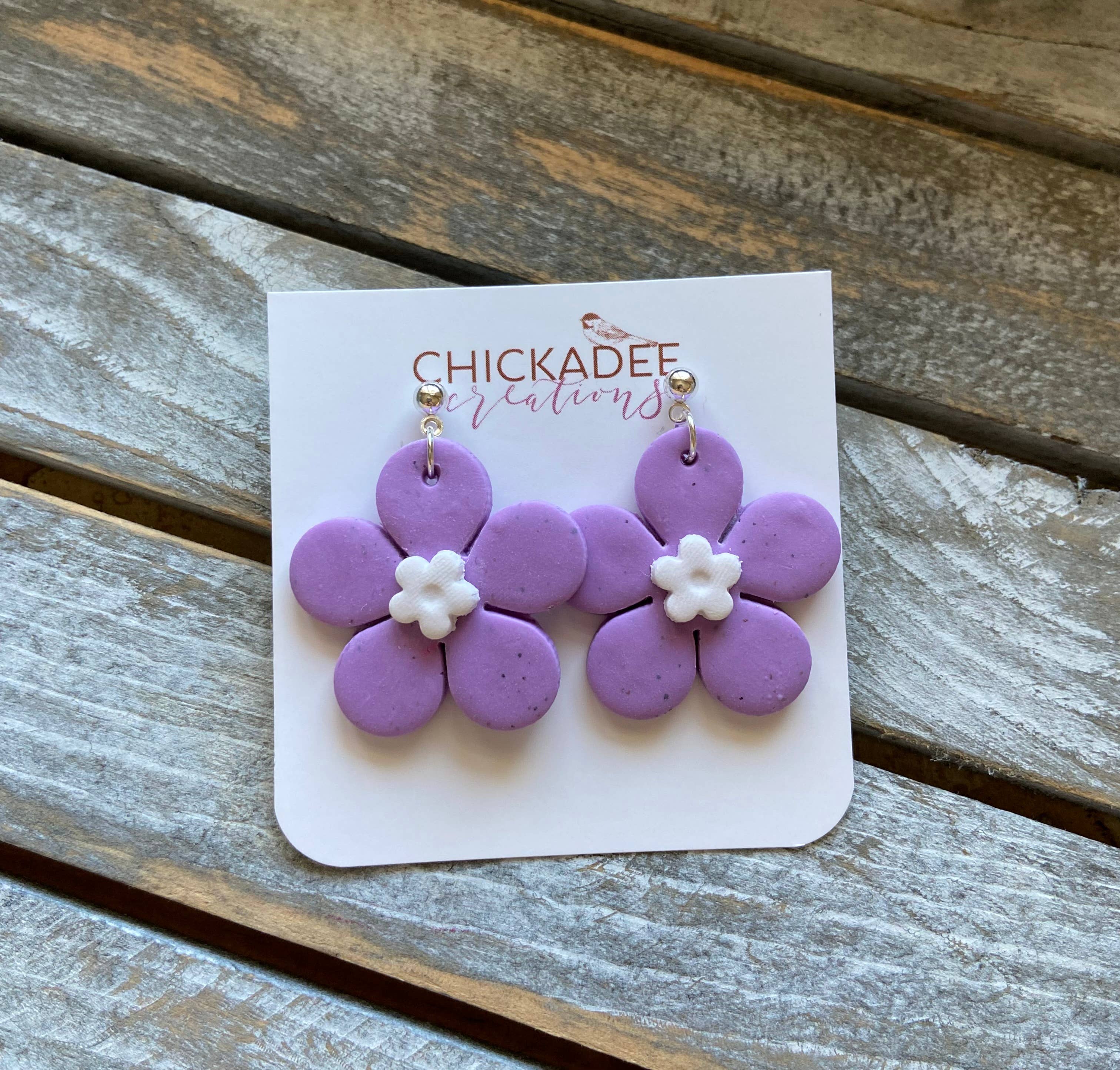 Flower power dangle polymer clay earrings