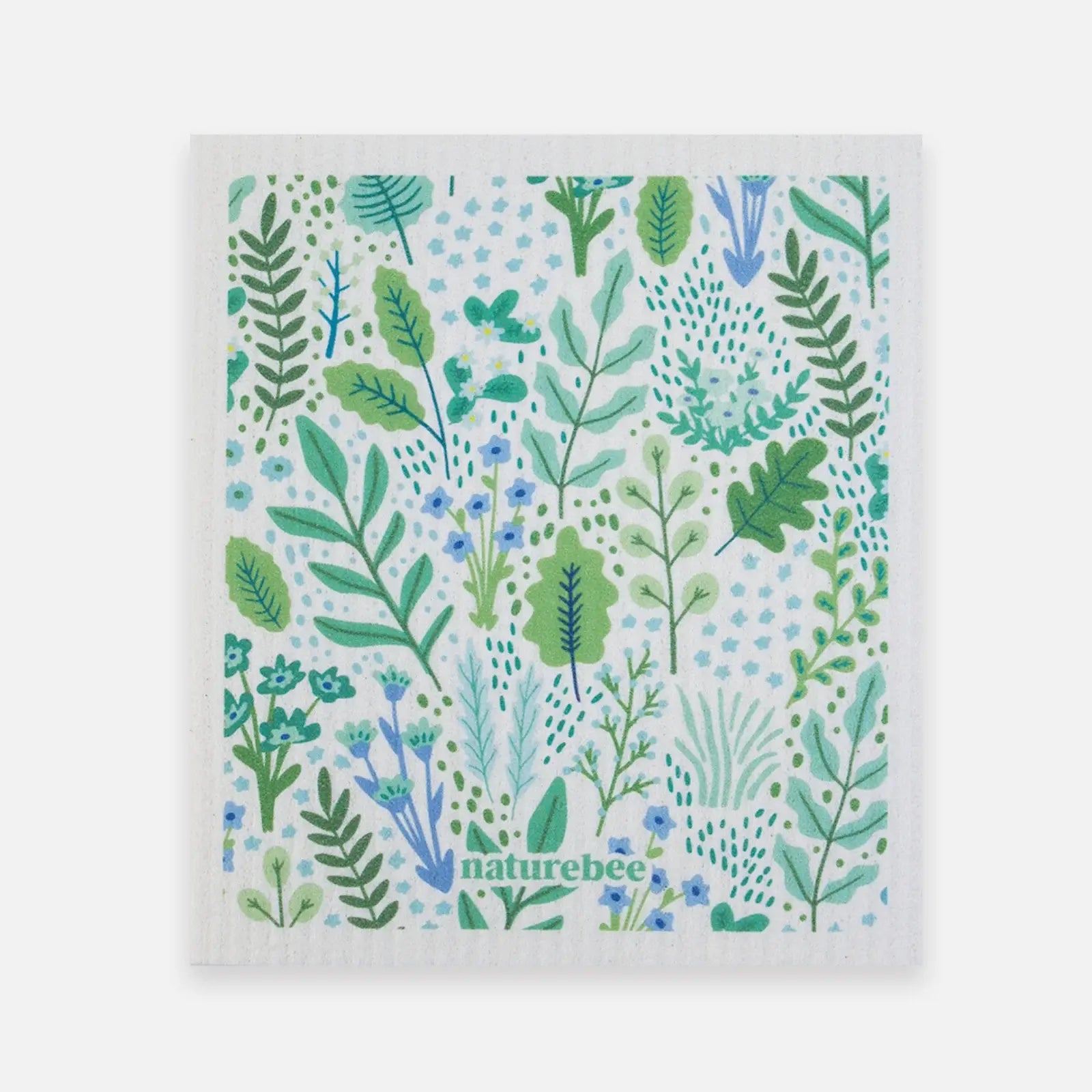 Swedish Sponge Dishcloth Green Leaves