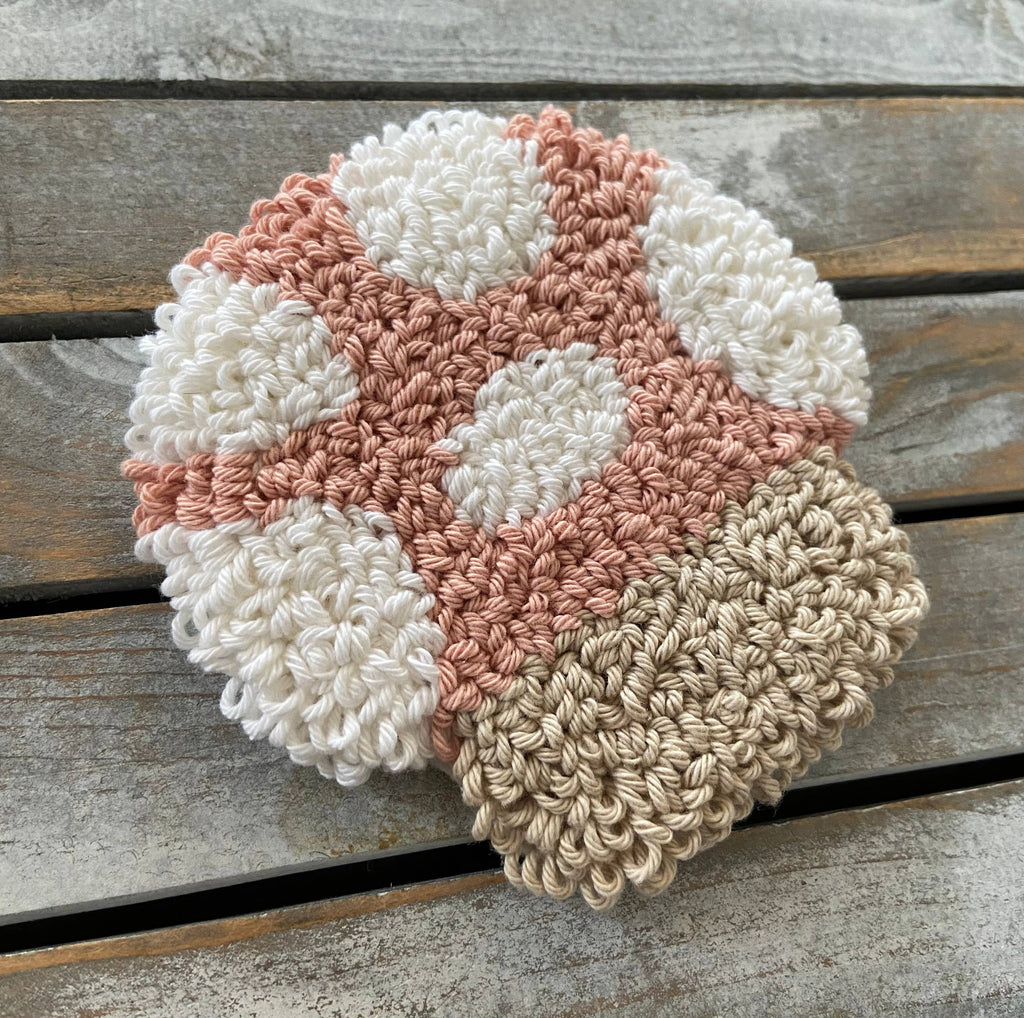 Mushroom coffee coaster, mug rug, punch needle