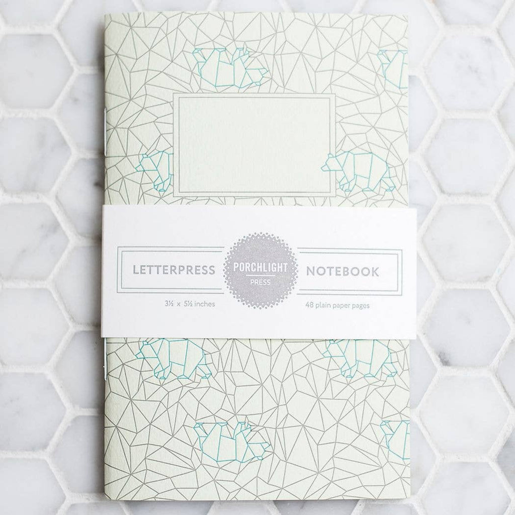 Origami Bear Pocket Letterpress Notebook