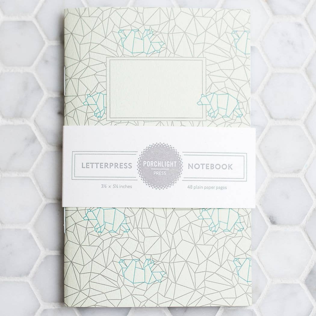 Origami Bear Pocket Letterpress Notebook