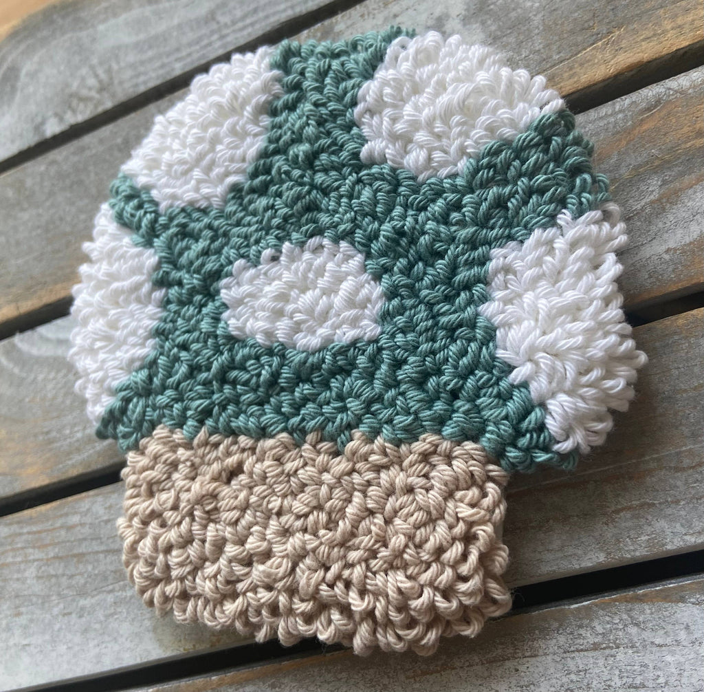 Mushroom coffee coaster, mug rug, punch needle