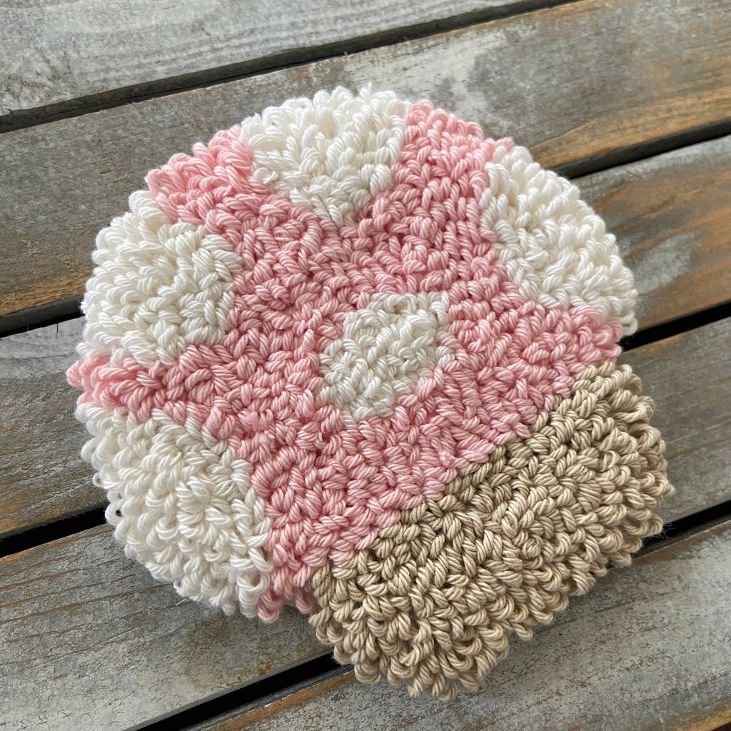 Mushroom coffee coaster, mug rug, punch needle 