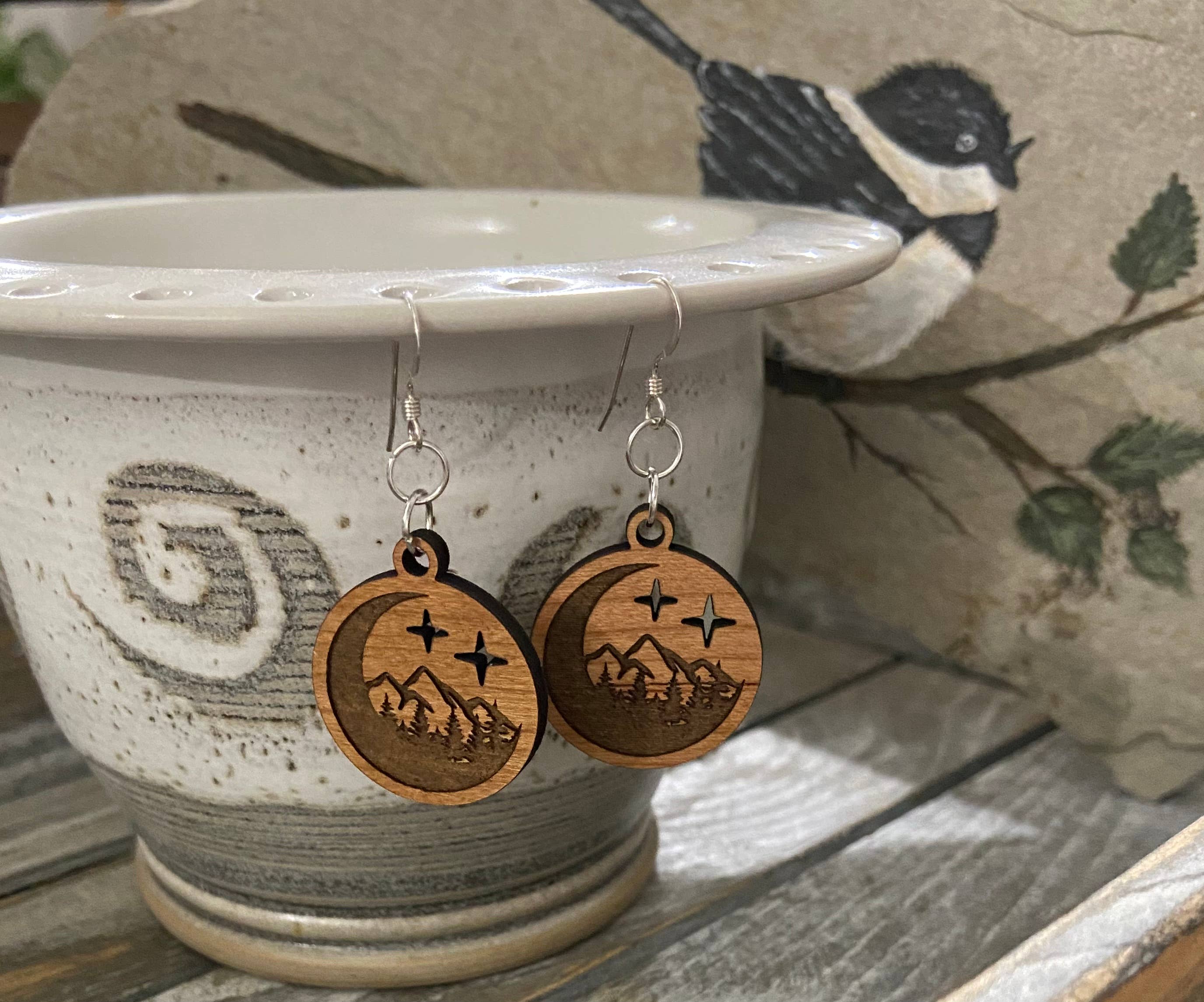 Mountain Moon wood earrings