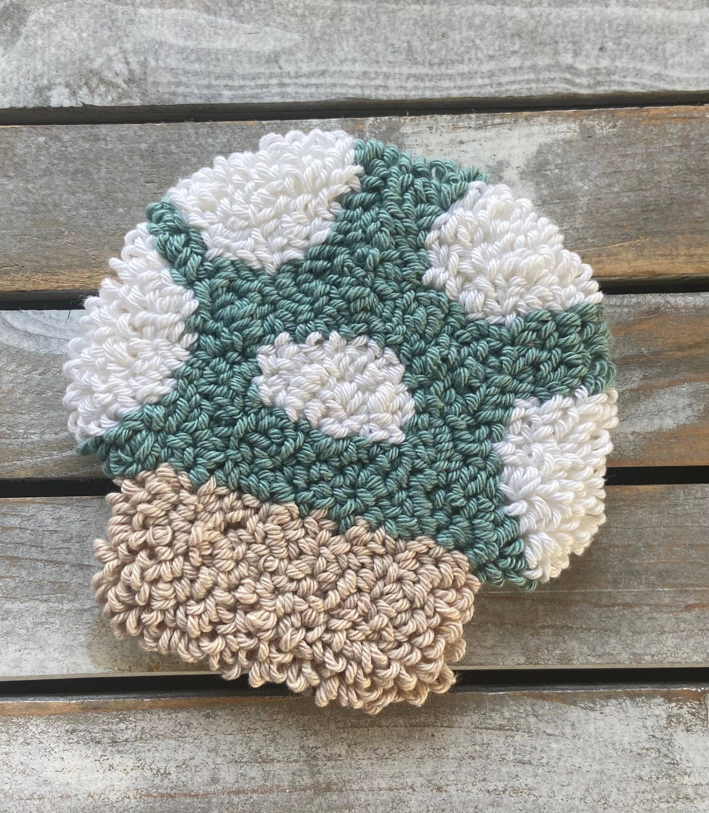 Mushroom coffee coaster, mug rug, punch needle