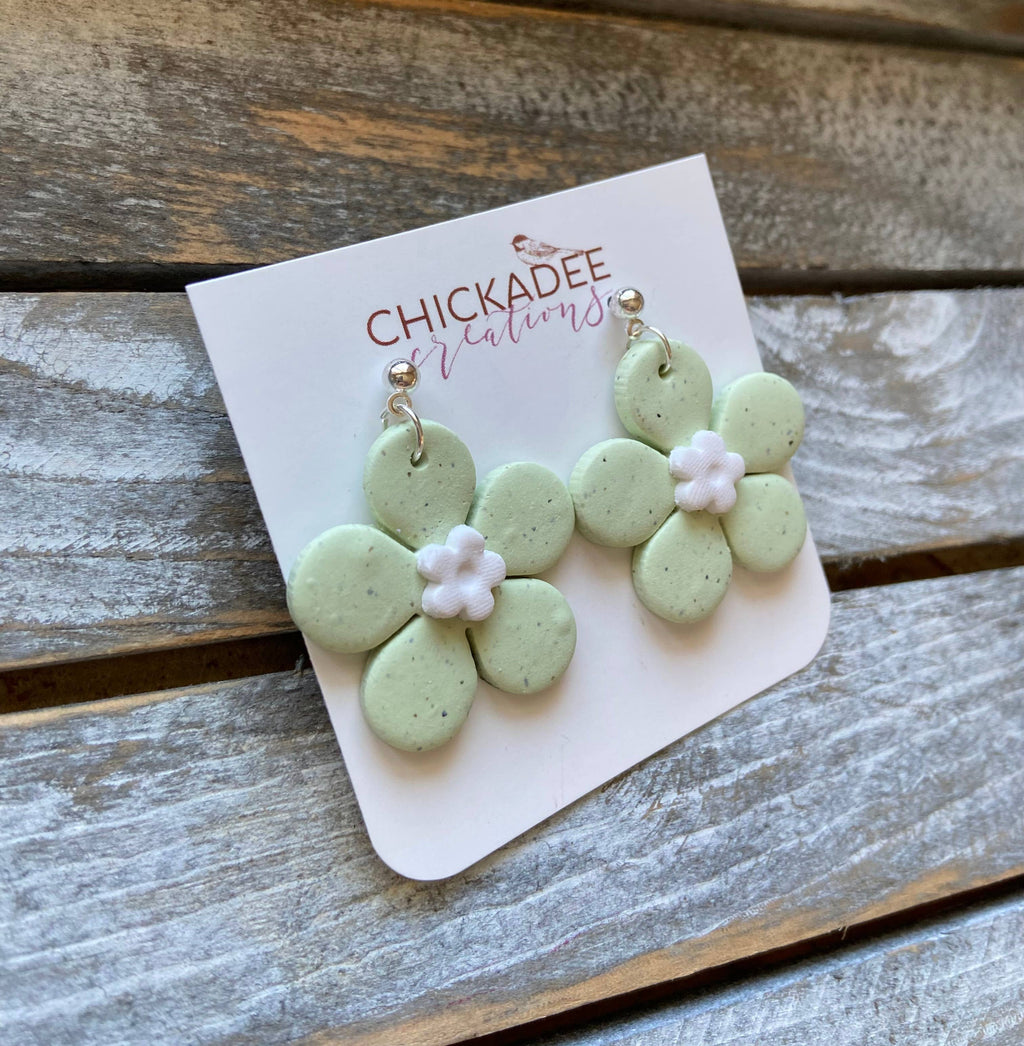 Flower power dangle polymer clay earrings