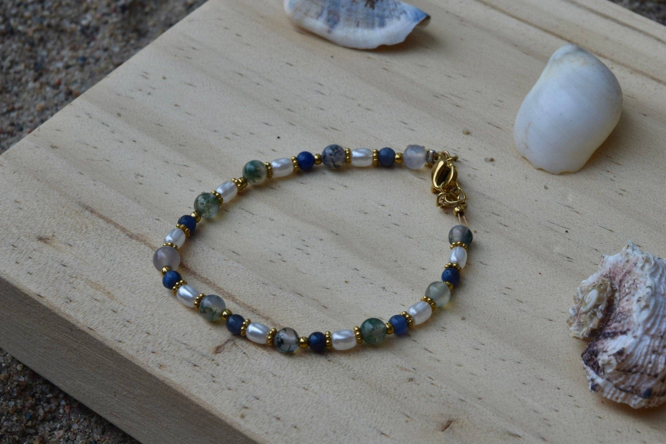 Seaside Meadow: Beaded Bracelet: Silver