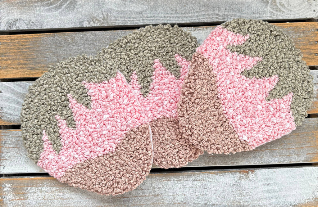 Strawberry chocolate coffee coaster, mug rug, punch needle