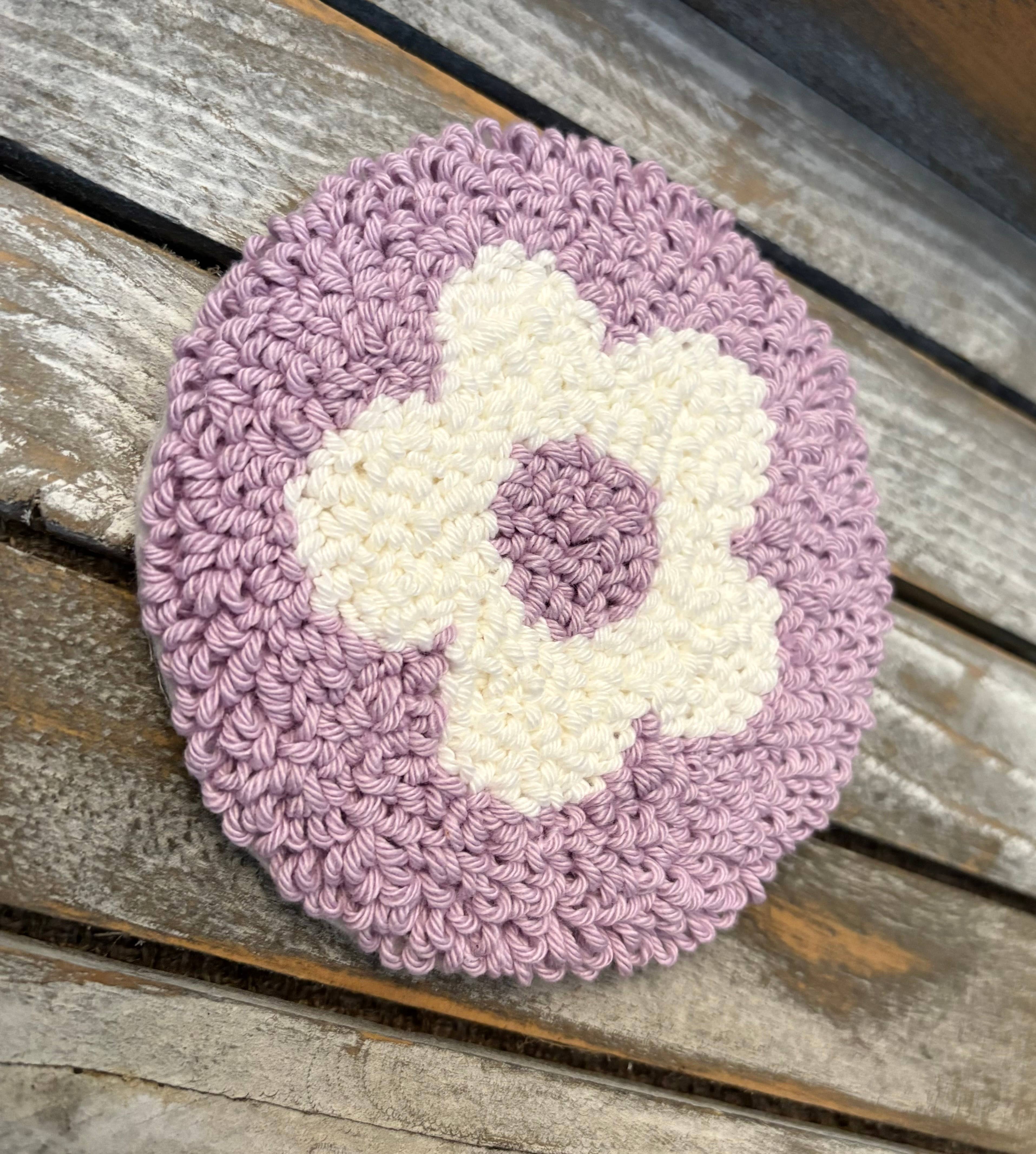 Flower coffee coaster, punch needle mug rug, candle mat