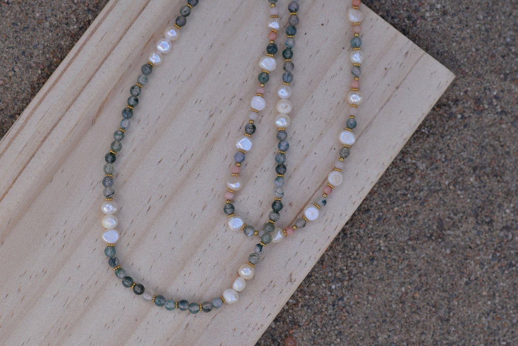 Lagoon Reflections: Beaded Necklace: Silver