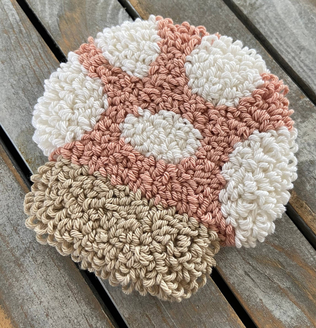 Mushroom coffee coaster, mug rug, punch needle