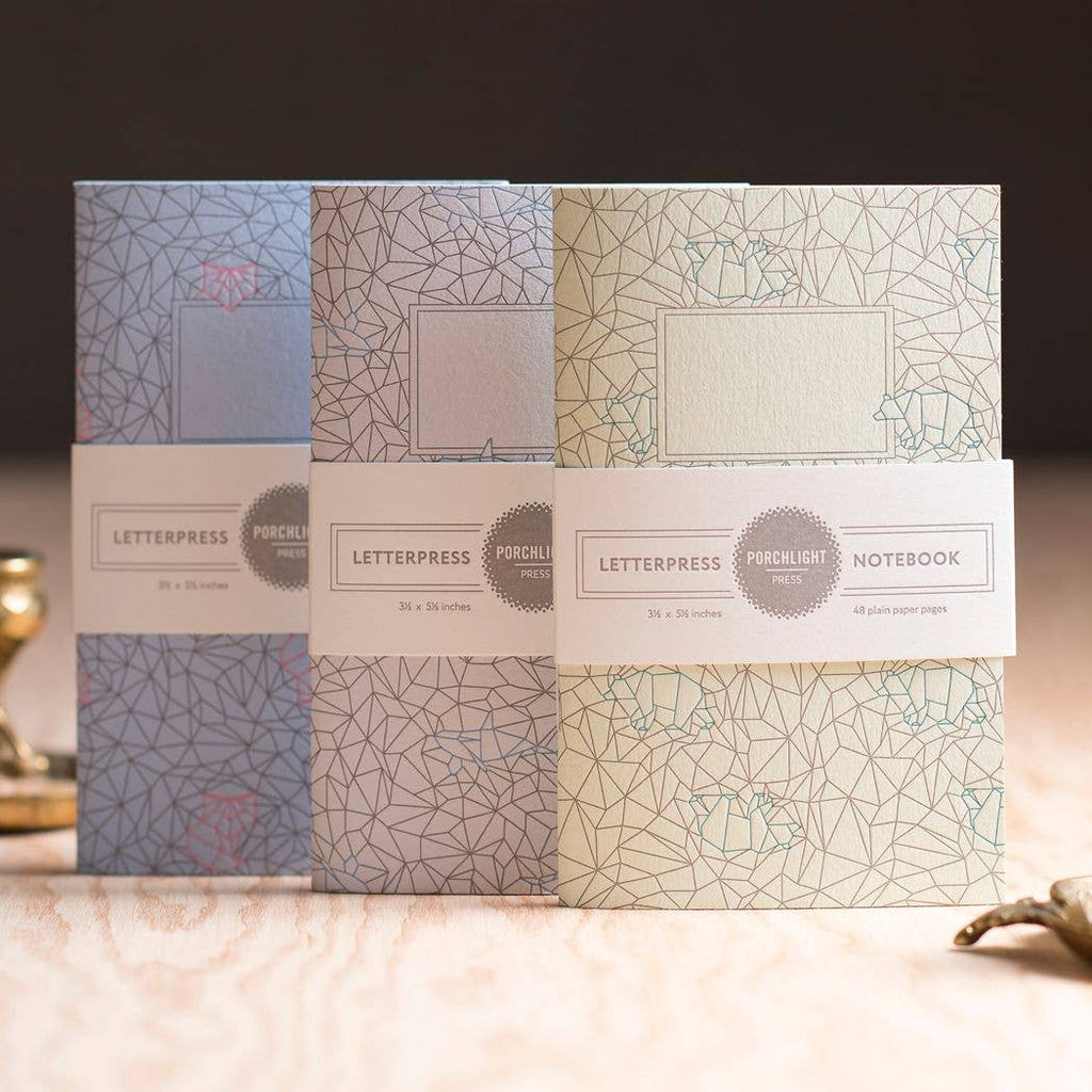 Origami Bear Pocket Letterpress Notebook