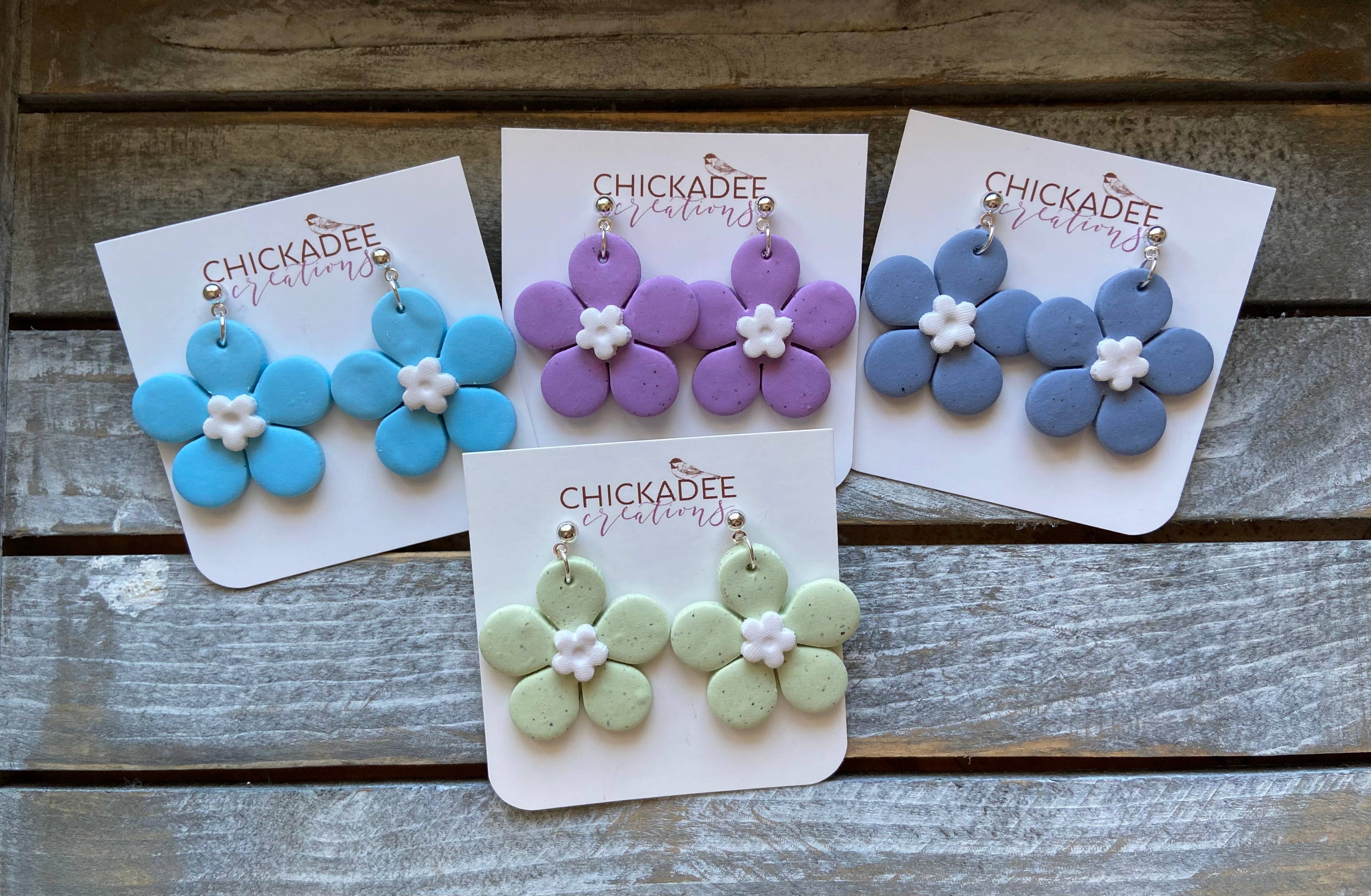 Flower power dangle polymer clay earrings