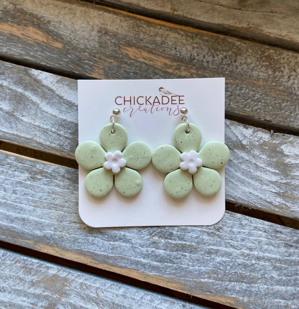 Flower power dangle polymer clay earrings