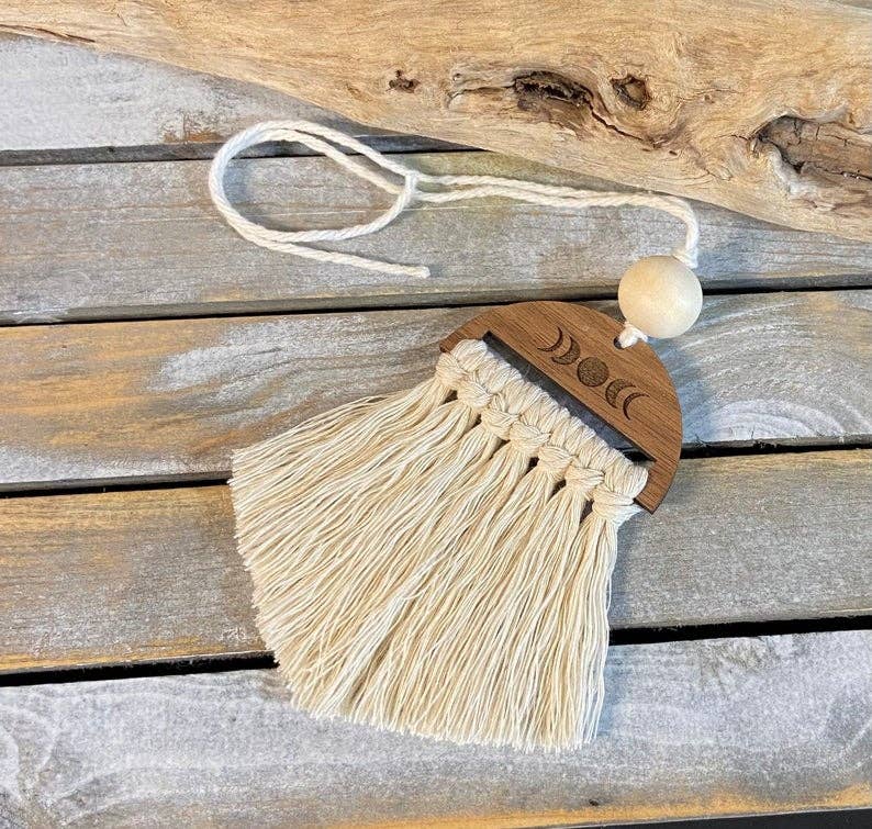 Moon phase Macrame car diffuser car charm