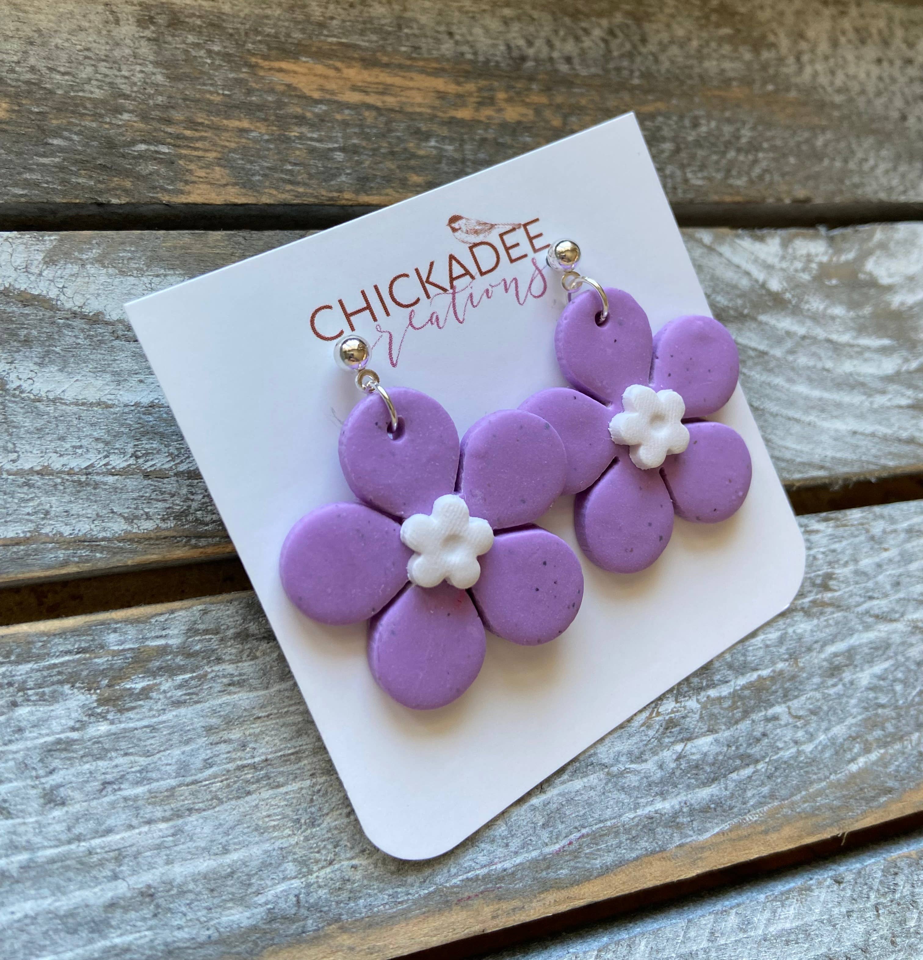 Flower power dangle polymer clay earrings