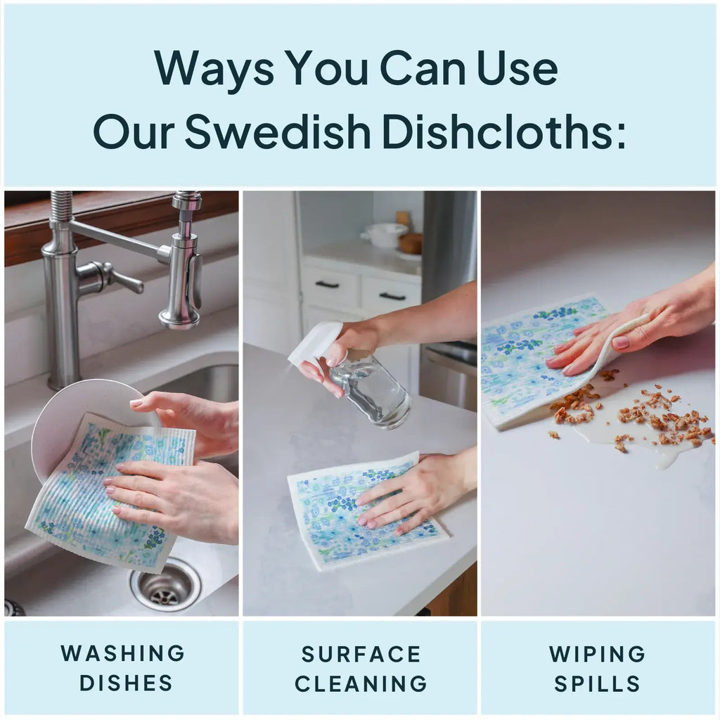 Swedish Sponge Dishcloth Green Leaves