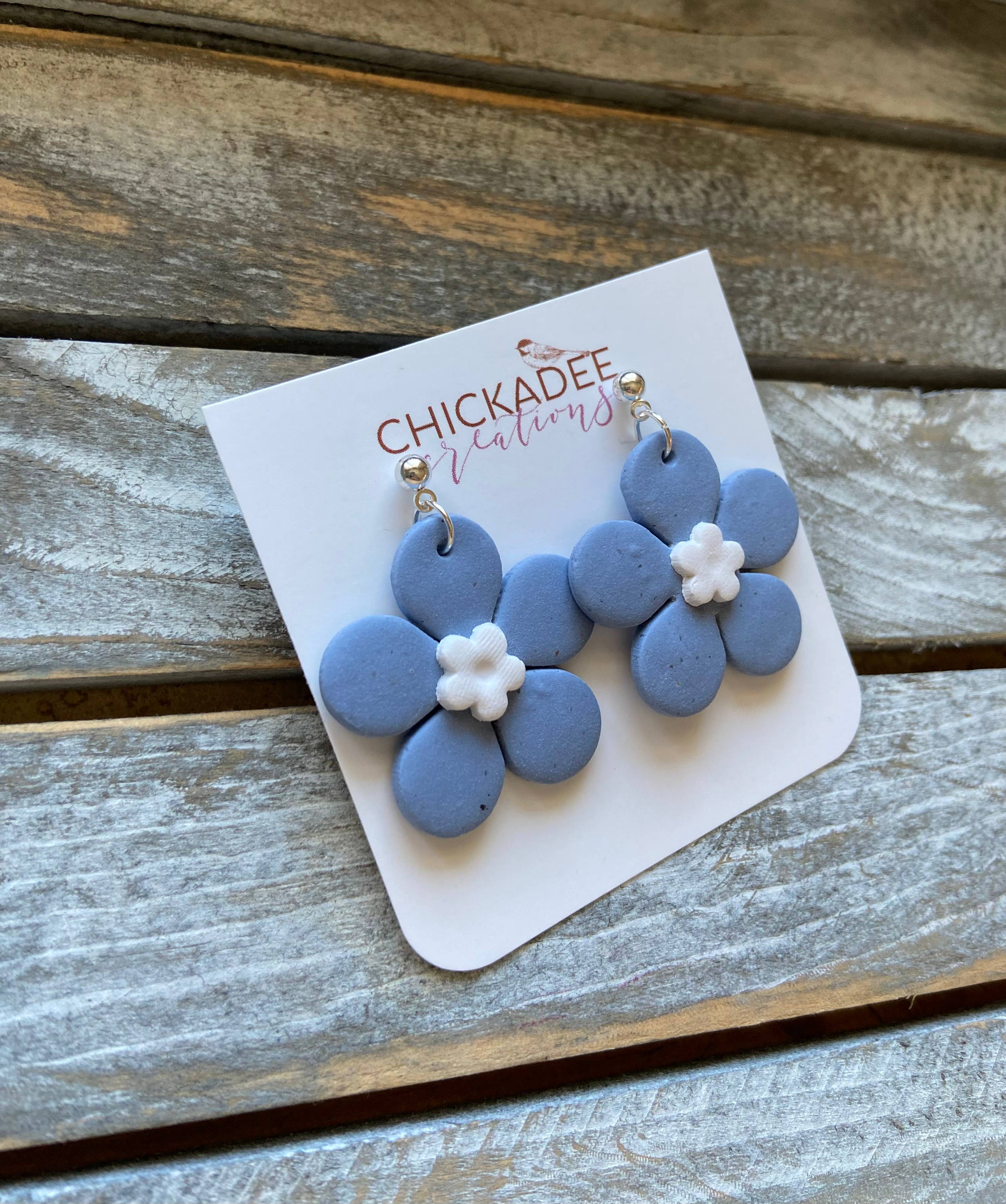 Flower power dangle polymer clay earrings