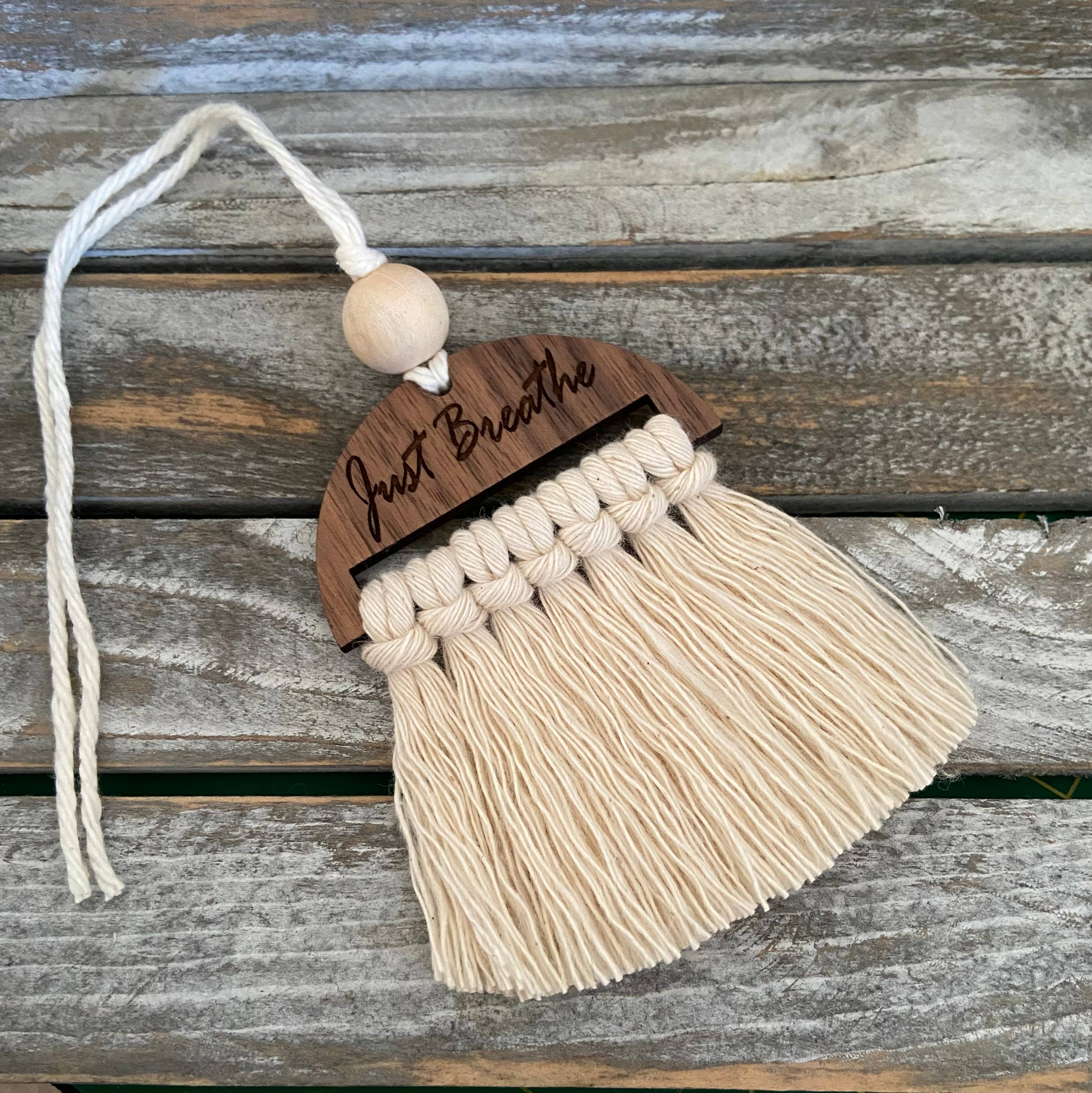 Just breathe Macrame car diffuser car charm