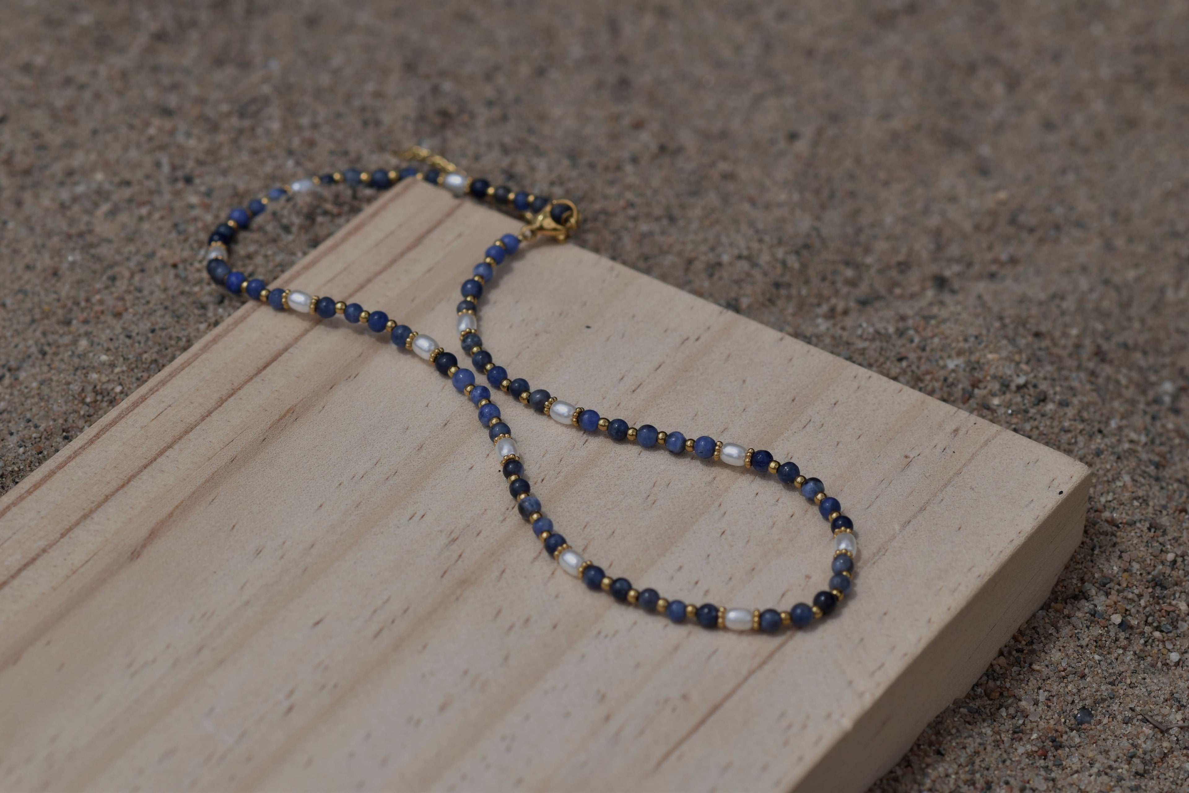 Midnight Tide: Beaded Necklace: Silver