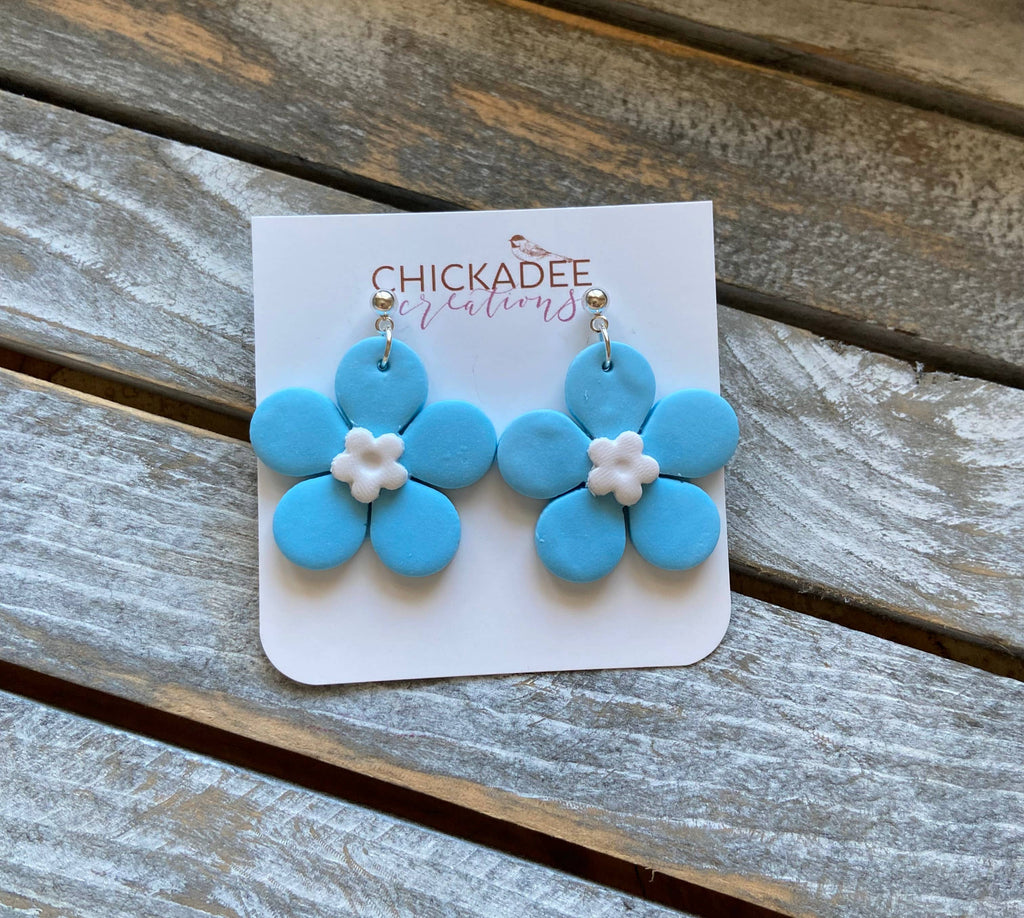 Flower power dangle polymer clay earrings