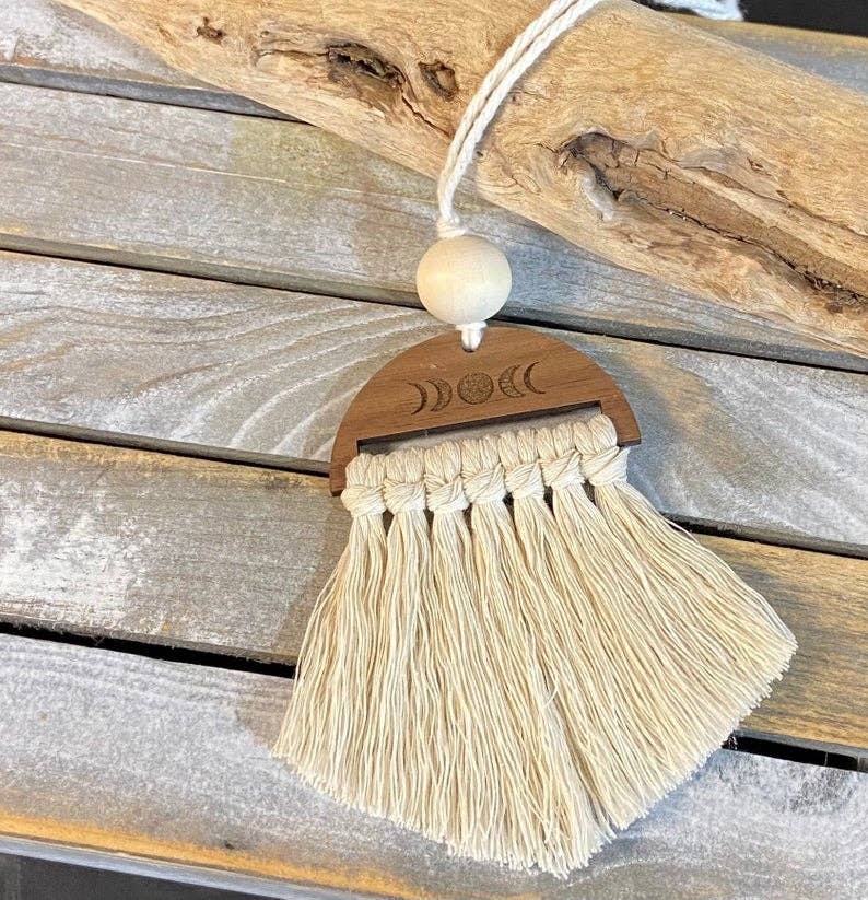 Moon phase Macrame car diffuser car charm