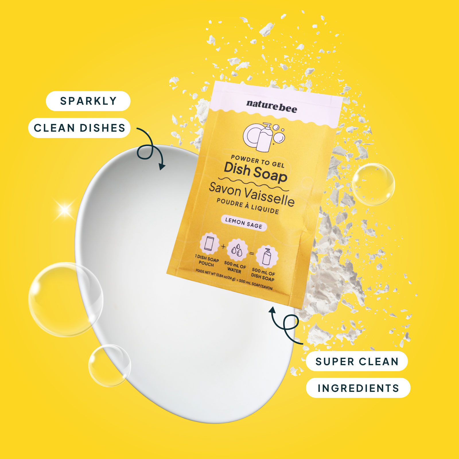 Lemon Sage Dish Soap - Powder to Gel  