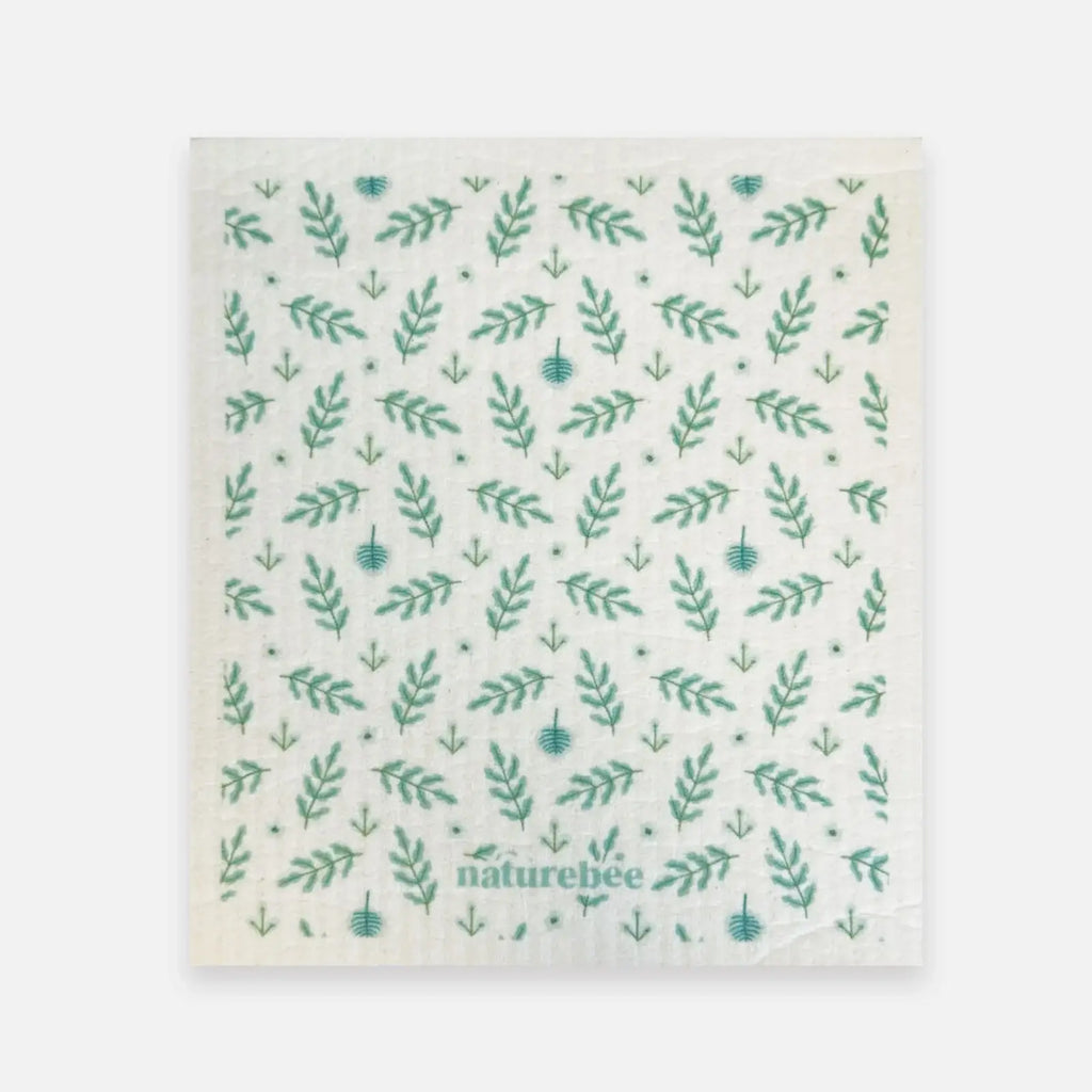 Swedish Sponge Dishcloth Green Leaves