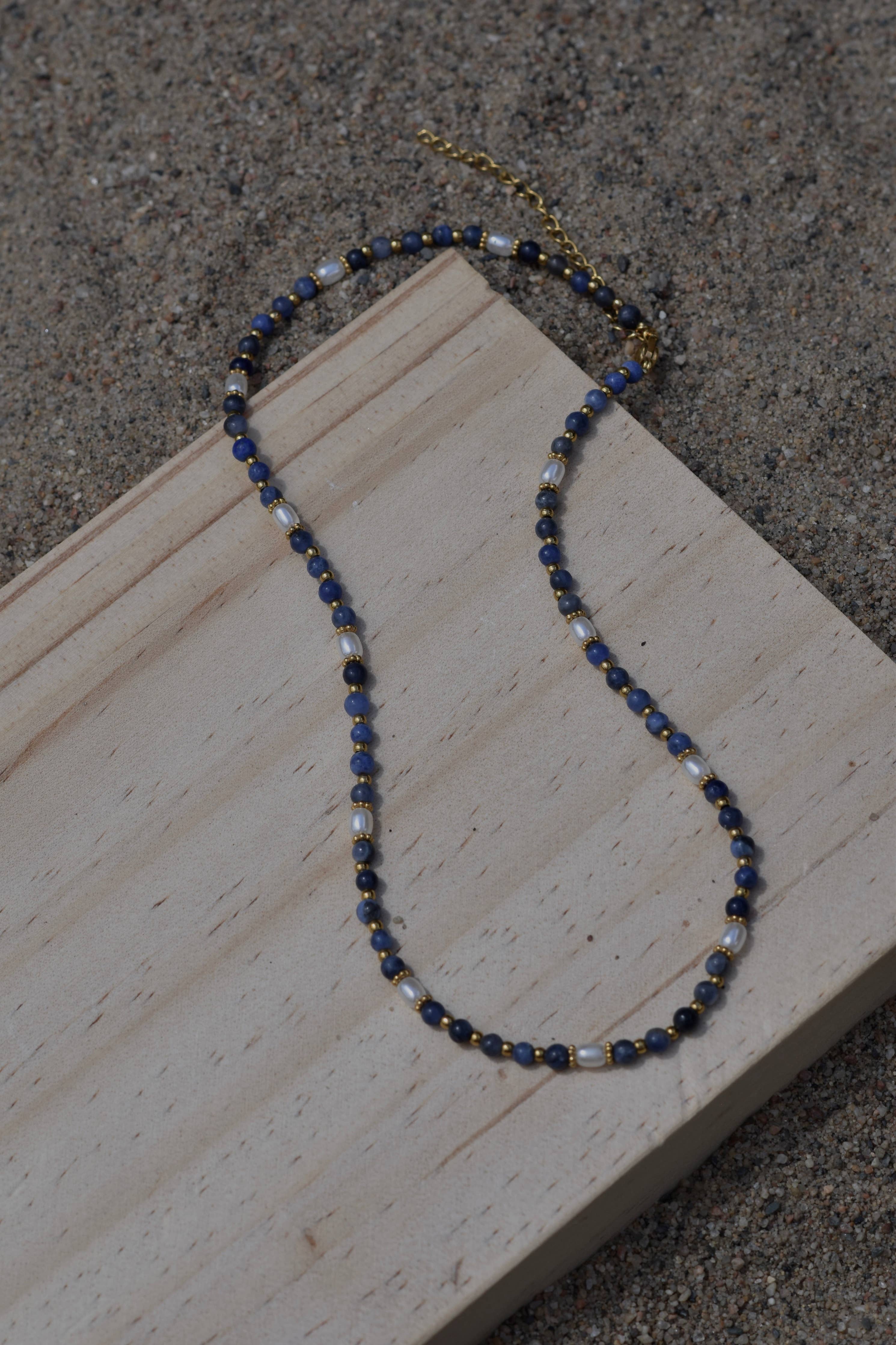 Midnight Tide: Beaded Necklace: Gold