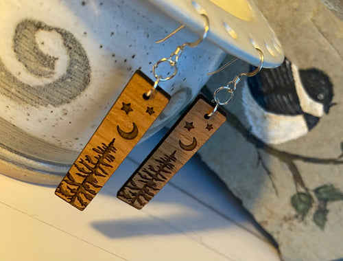 Celestial trees wood earrings