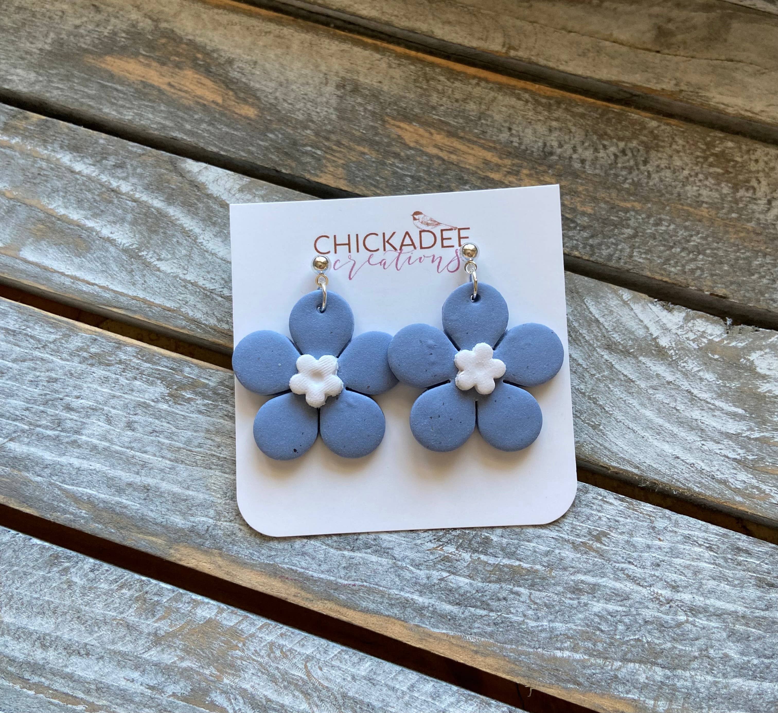 Flower power dangle polymer clay earrings