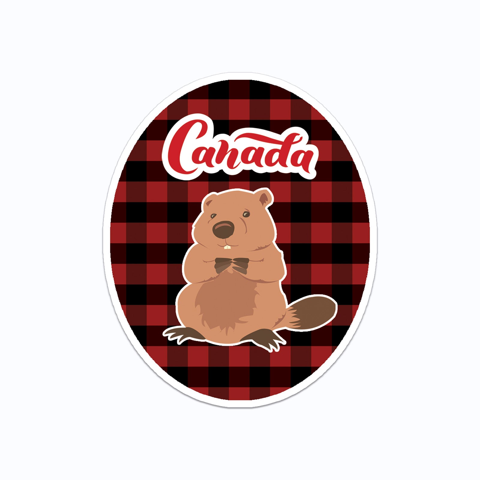 Buffalo Plaid Canada Beaver Vinyl Sticker