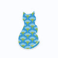 Blue Flower Cat Vinyl Sticker