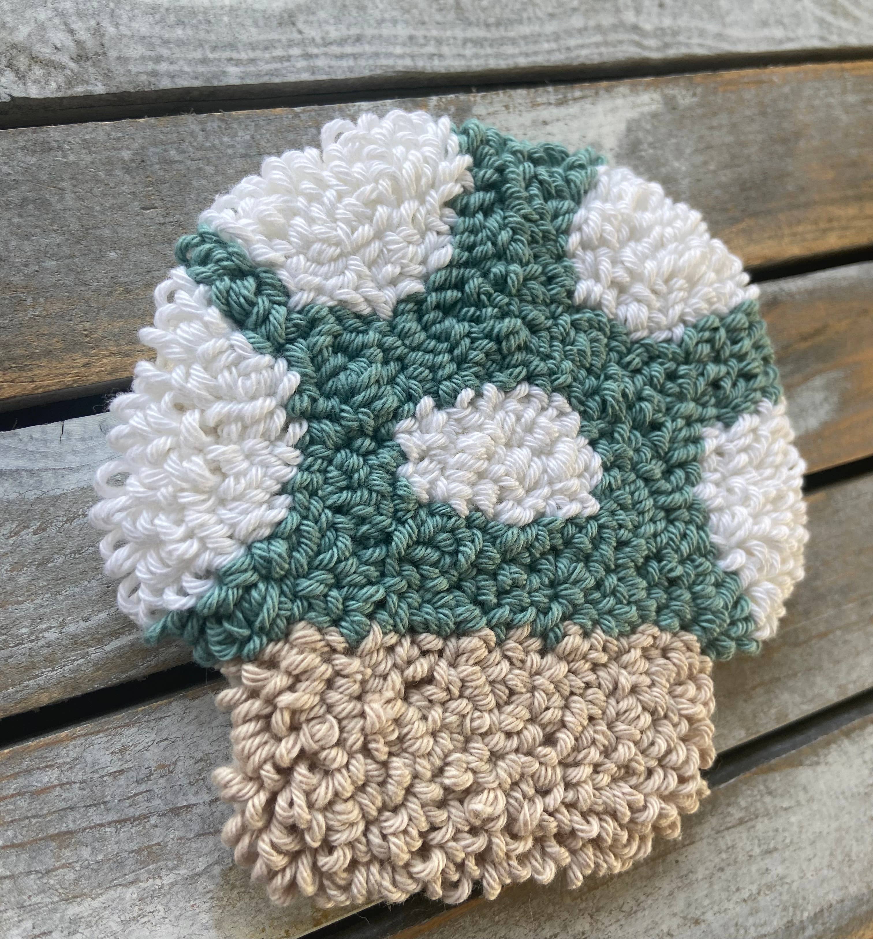 Mushroom coffee coaster, mug rug, punch needle