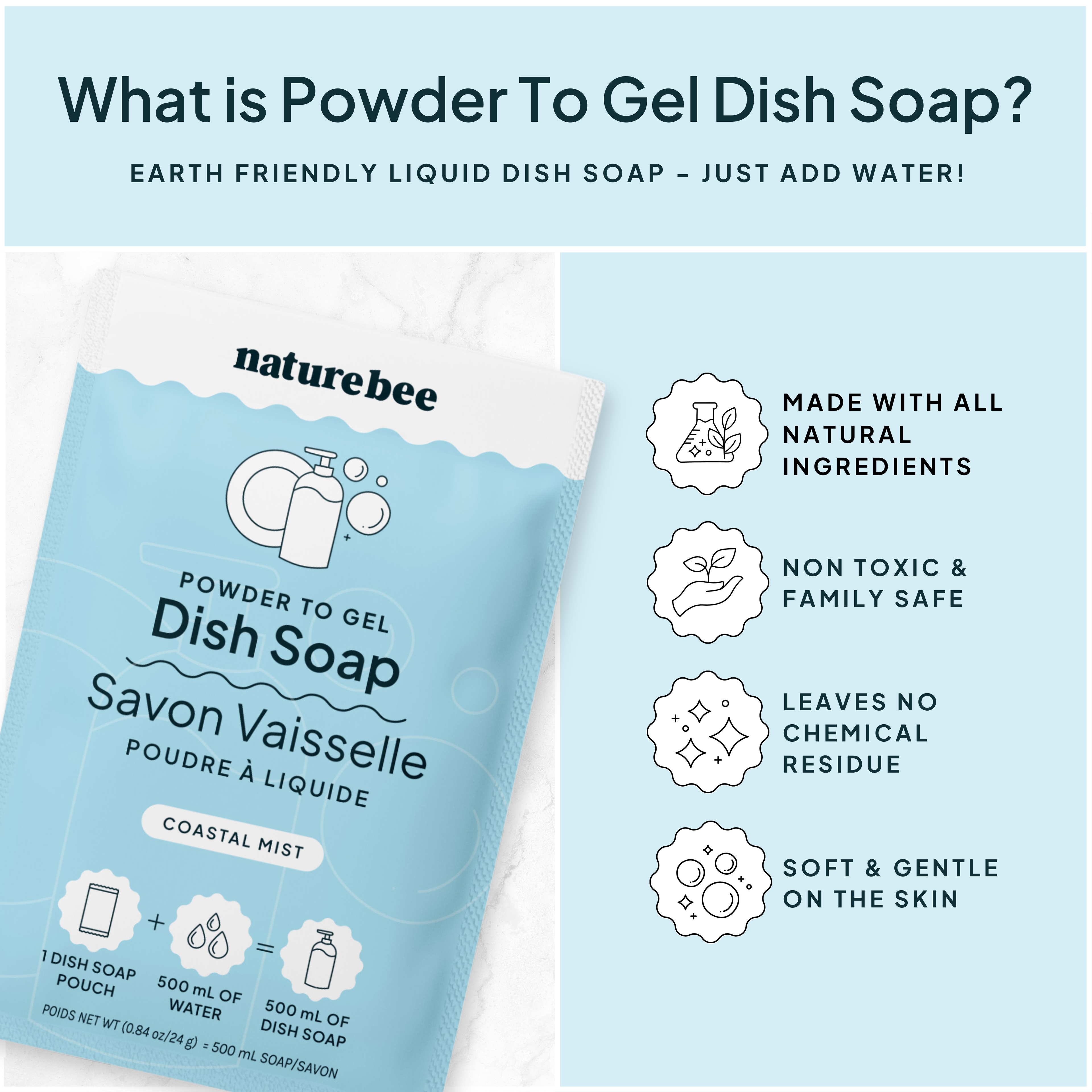 Coastal Mist Dish Soap - Powder to Gel 
