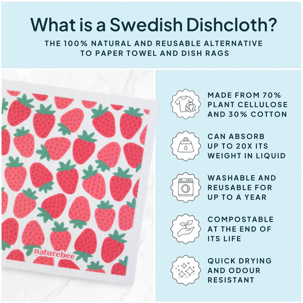 Swedish Sponge Dishcloth Green Leaves