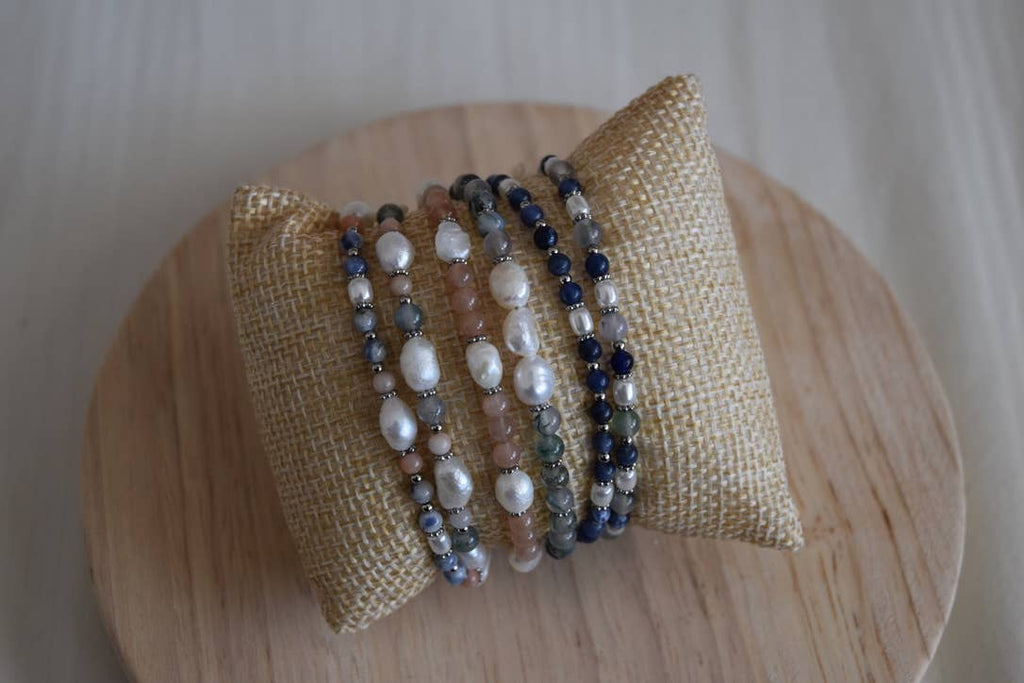 Seaside Meadow: Beaded Bracelet: Silver