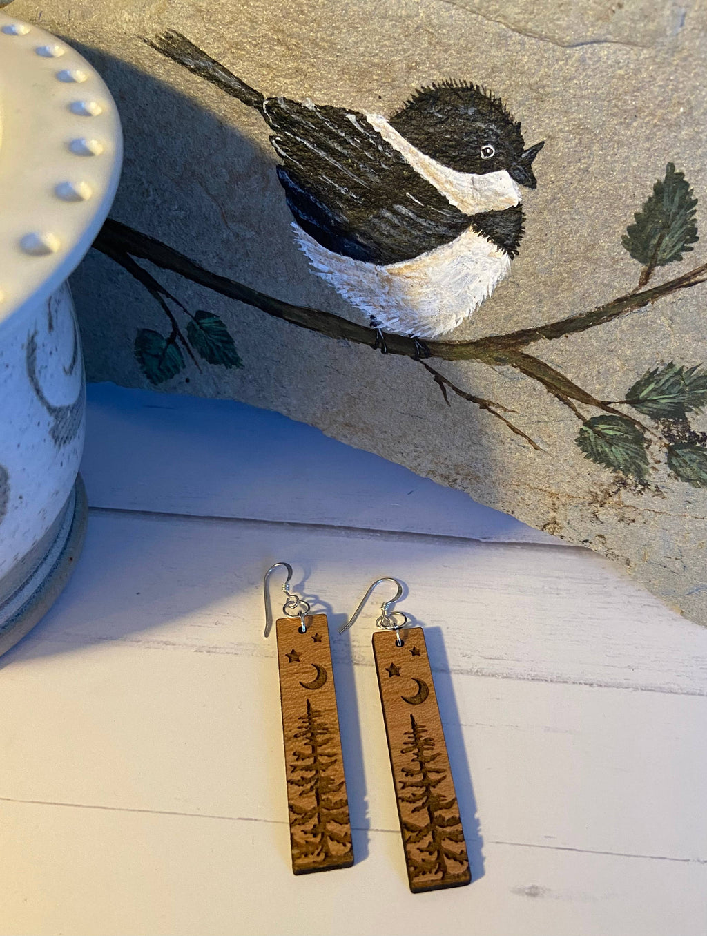 Celestial trees wood earrings