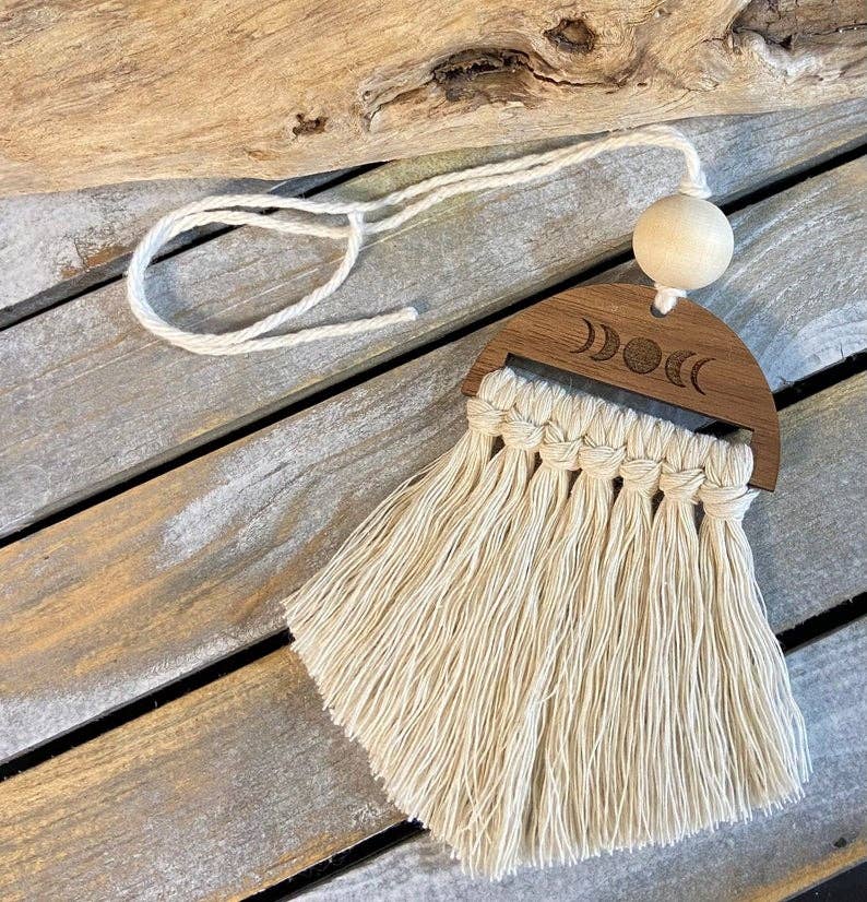 Moon phase Macrame car diffuser car charm