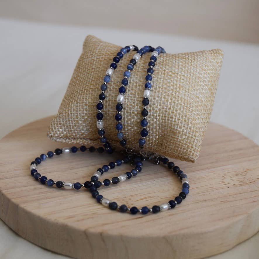 Midnight Tide: Beaded Bracelet: Silver