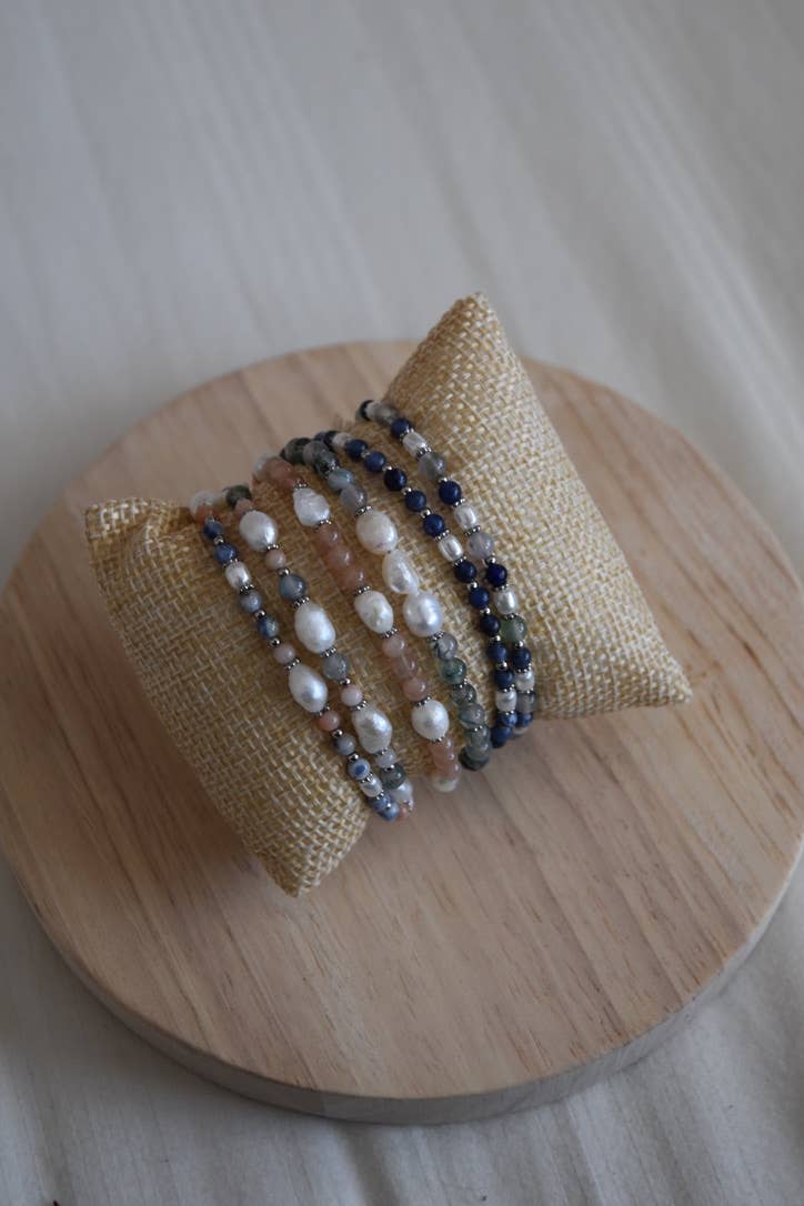 Midnight Tide: Beaded Bracelet: Silver