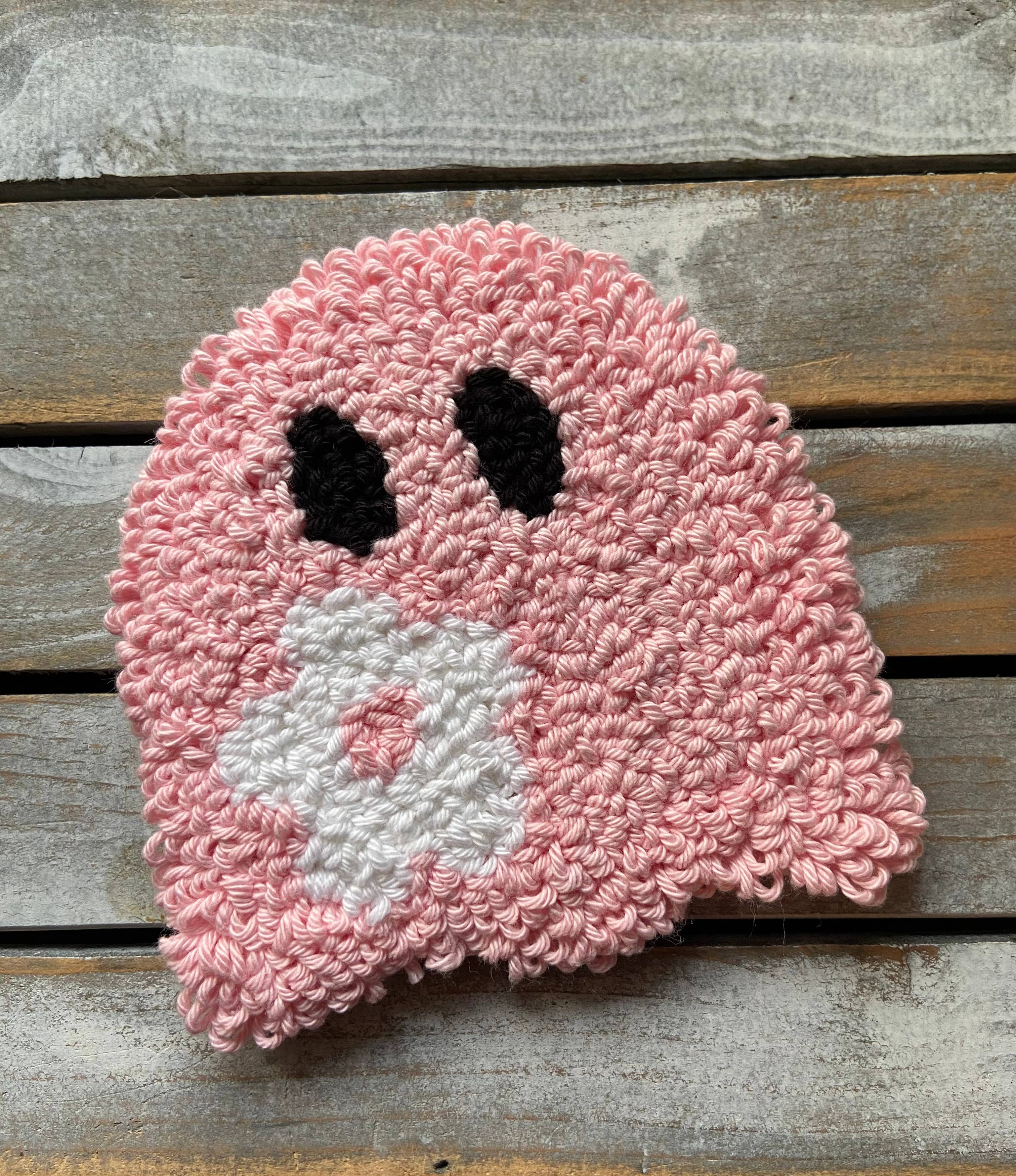 Ghost coffee coaster, floral mug rug, punch needle mug rug: 10 Smokey rose