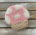 Mushroom coffee coaster, mug rug, punch needle 