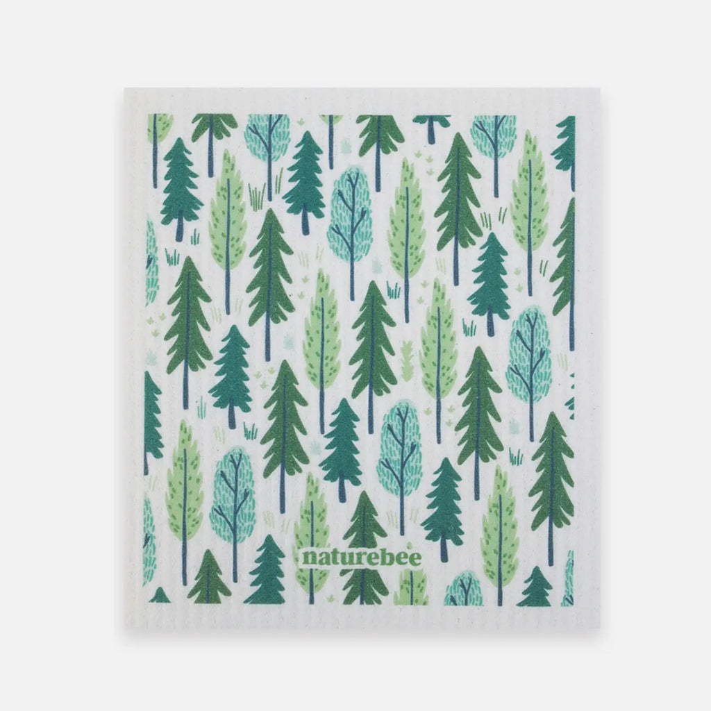 Swedish Sponge Dishcloth Green Leaves