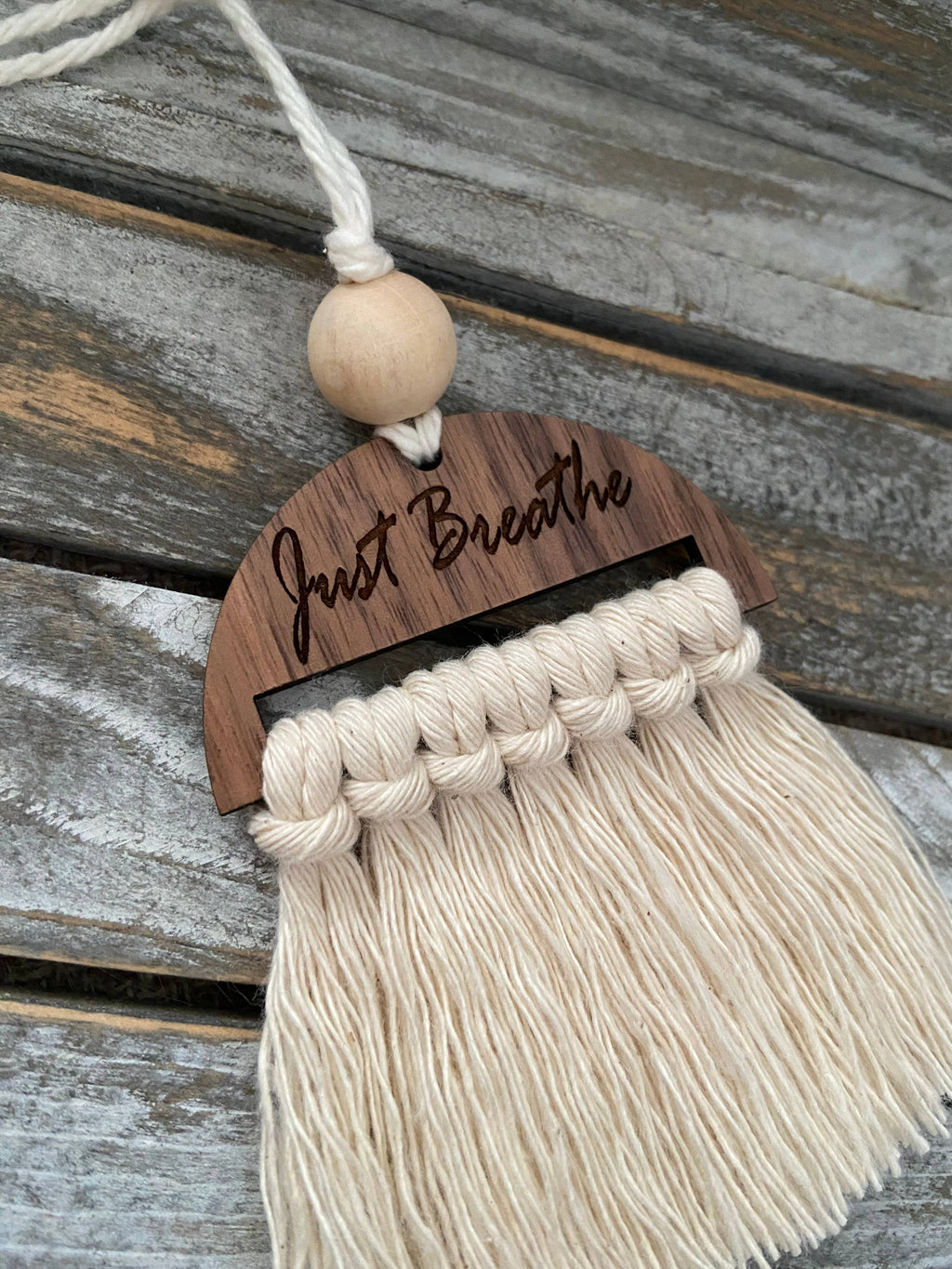 Just breathe Macrame car diffuser car charm