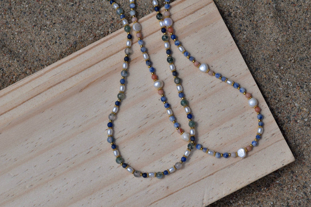 Shoreline Bliss: Beaded Necklace: Silver